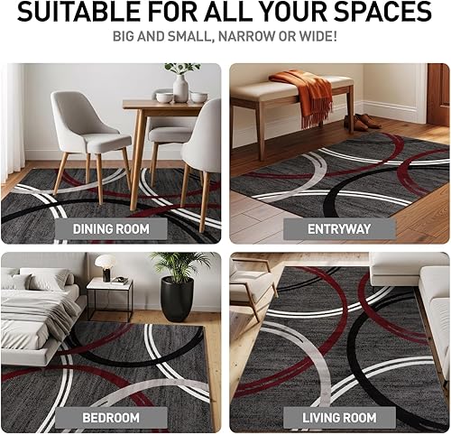 Miniatura 54 de Rugshop - Alfombra moderna con diseño de círculos ondulados Marrón