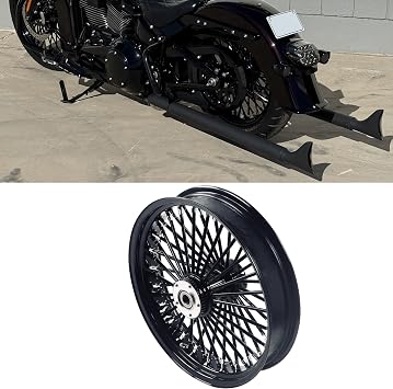 FatFlex 18 in Rear Wheel, Black Spokes, 3.5 in Rim for Harley ABS | Black fat spoke rear wheel with 3.5 in rim for 2008 and newer ABS Dyna, Softail, and Sportster models.