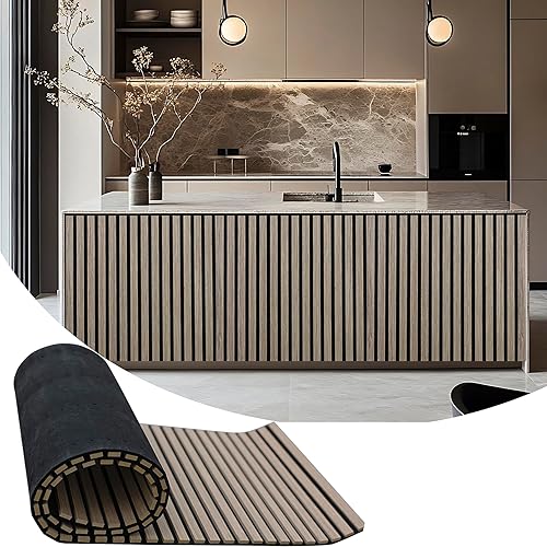 Paneles de pared acústicos de madera de 94.5 x 23.6 pulgadas, paneles de pared flexibles 3D insonorizados, panel de pared de listones de madera para