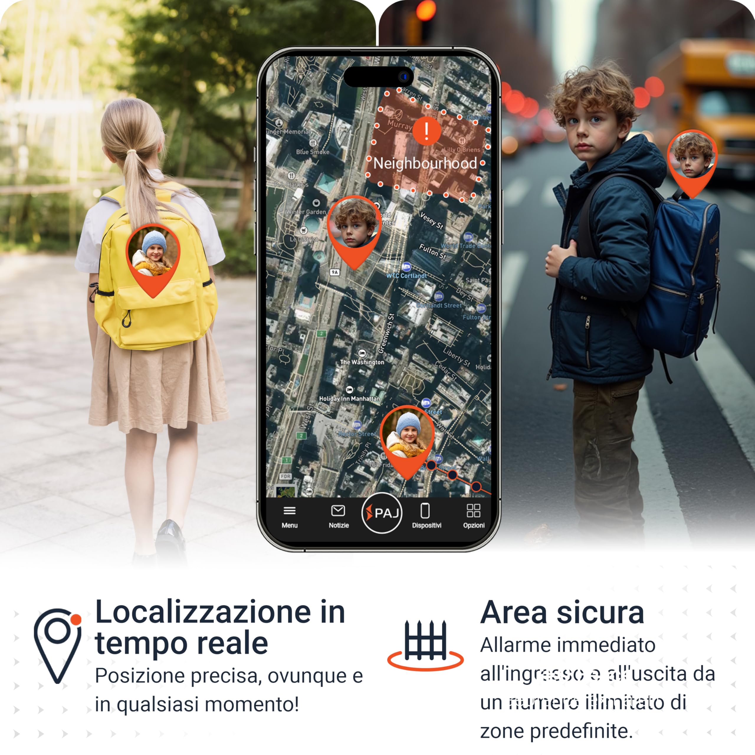 PAJ PEOPLE Finder 4G, Mini GPS Localizzatore per Bambini, Anziani e Oggetti - Durata Batteria fino a 5gg - Tracker Compatto, con Notifiche Impostabili via App e Allarmi in Tempo Reale