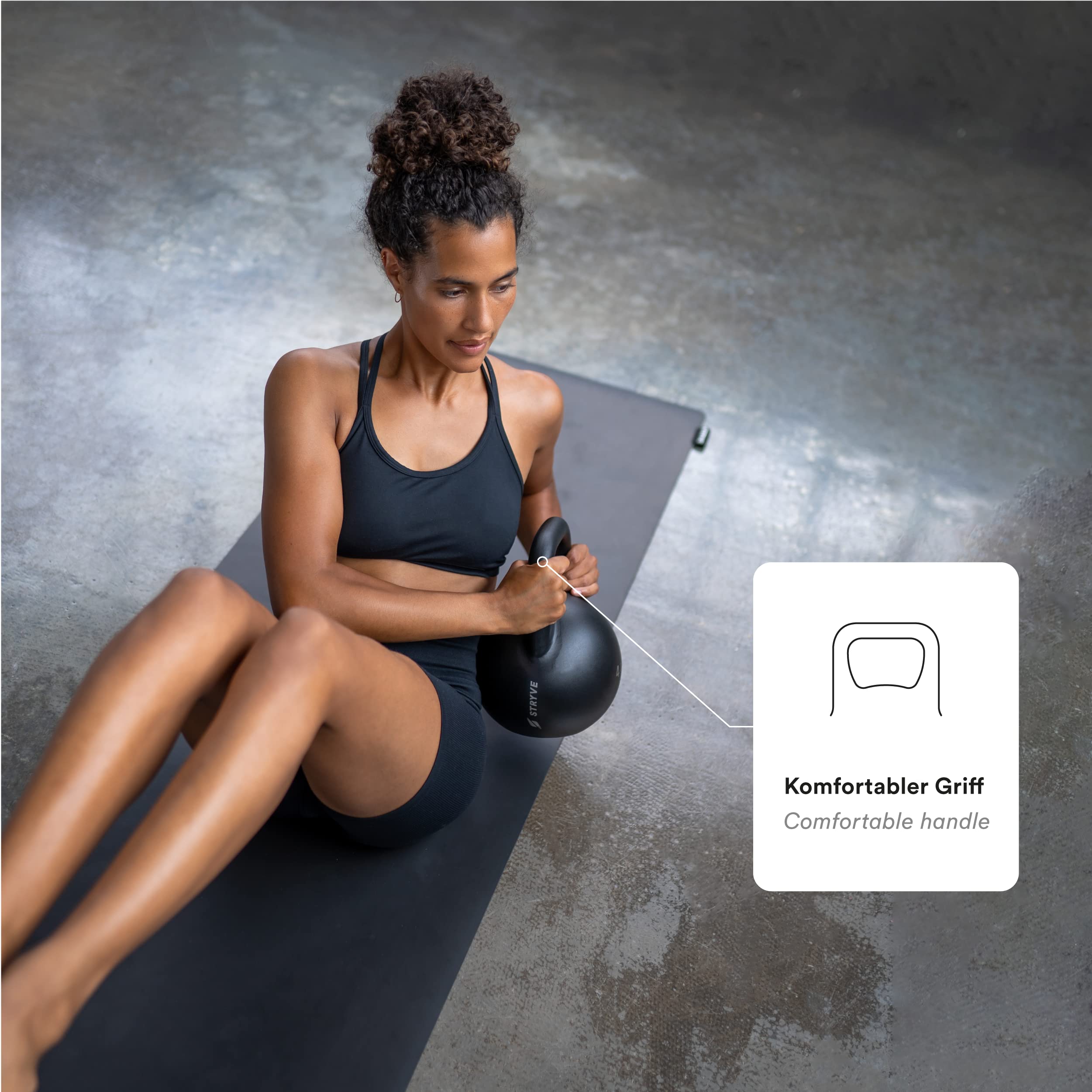 STRYVE Competition Kettlebell 4-16 Kg, hochwertige Kugelhantel aus Gusseisen incl. Trainingsplan