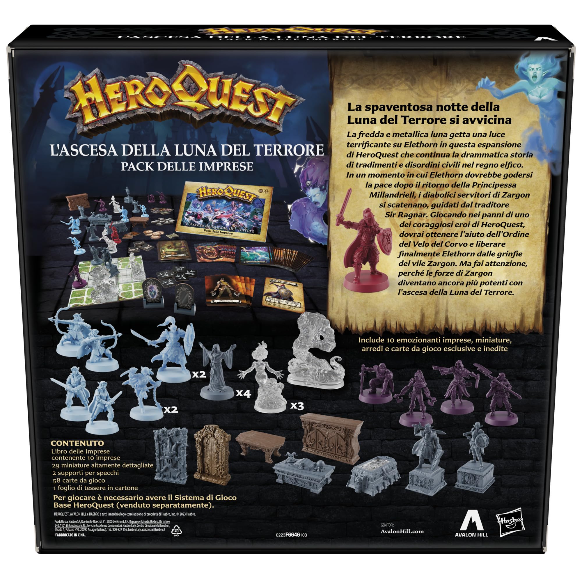 Avalon Hill, HeroQuest, Pack delle Imprese L'ascesa della Luna del Terrore, per giocare è necessario avere il Sistema di Gioco Base HeroQuest, gioco per roleplay