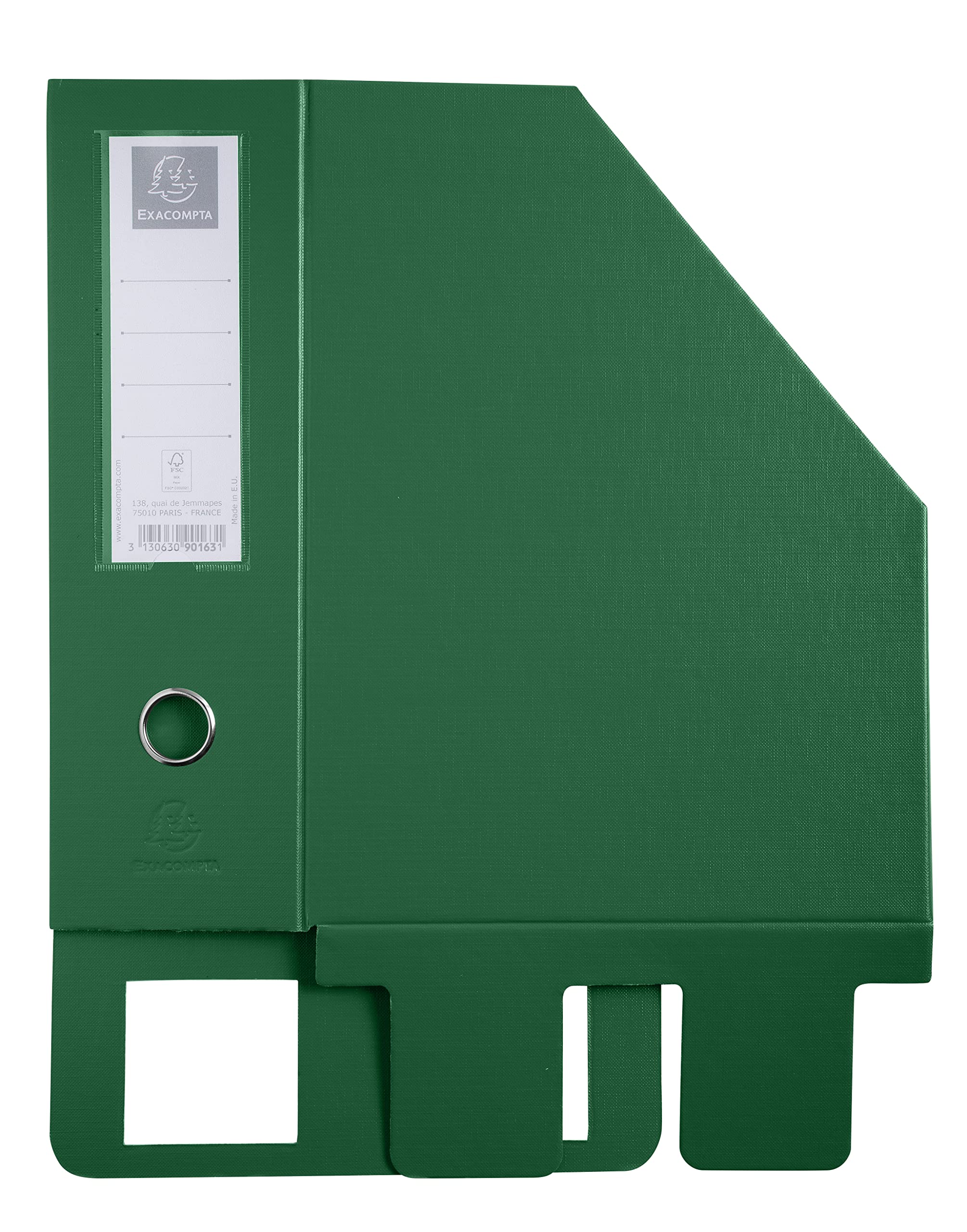 Exacompta - Rif. 90163E - Cartone da 10 portariviste in cartone extra rigido rivestito in plastica consegnati smontato, dorso 10 cm, dimensioni 25 x 31 cm, per formato A4, verde scuro