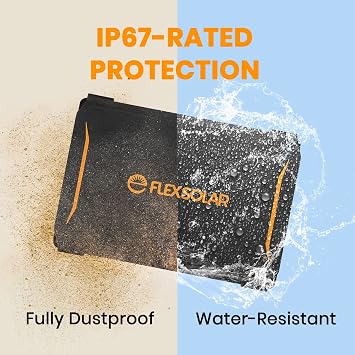 FlexSolar 10W 5V USB Foldable Solar Panel Charger IP67 Waterproof | Compact Portable for Camping, Hiking, Backpacking Emergency Charging Phones, Watches, Fans, Flashlights and Power Banks