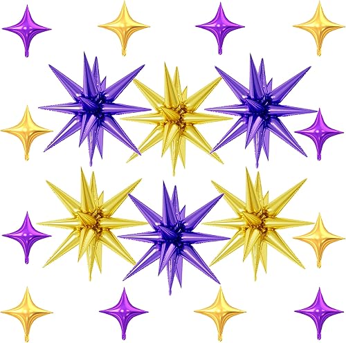 Miniatura 39 de 18 globos de estrella rojos, verdes y dorados, globos de aluminio de estrellas de Navidad con 6 globos de estrella en explosión de 22 pulgadas, 12