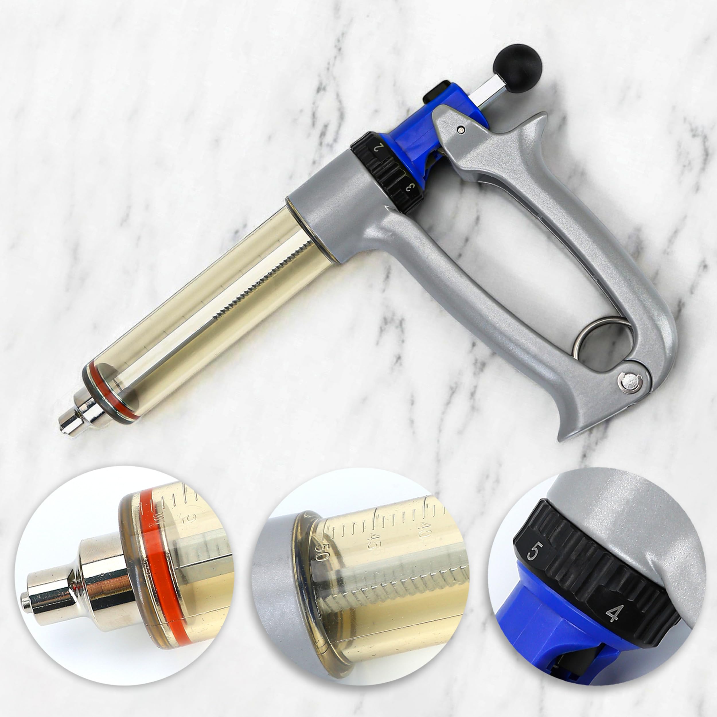 Siringa per bestiame da 25 ml/50 ml, siringa continua semiautomatica, strumento veterinario regolabile per bovini, capre, maiali