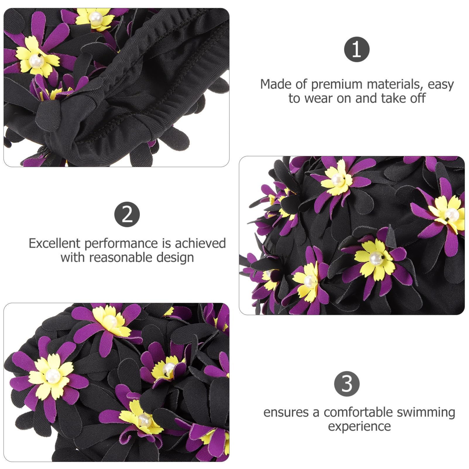 Abaodam Aumentar El Sombrero De Natación De Flores Mujeres De Sombrero De Baño Gorro De Baño Chicas Gorro De Baño para El Cabello Nadar Largo Tapa Poliéster