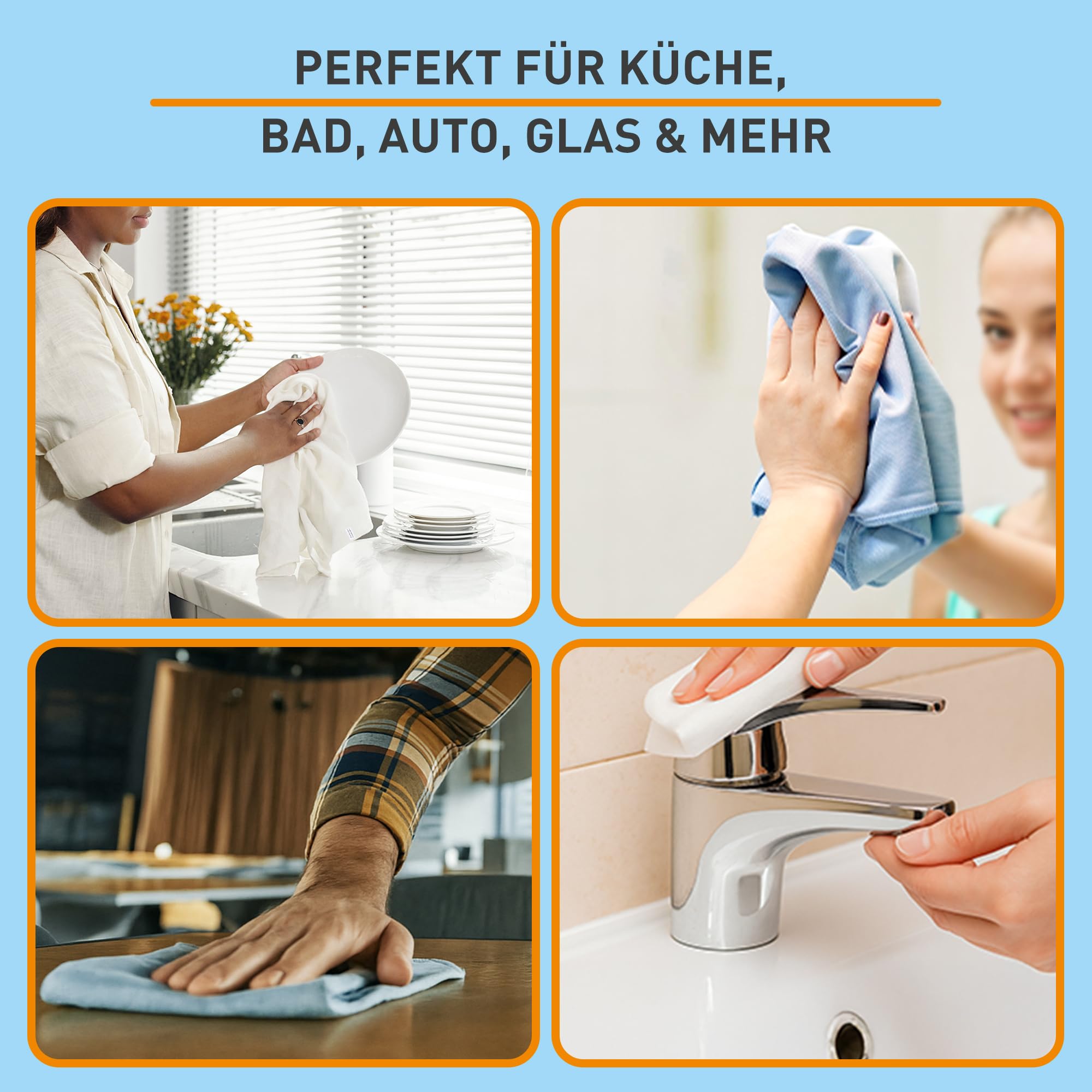 culiclean Mikrofasertücher Auto – extrem saugfähig, Weiß, 50x70, 20x | Microfasertücher, Putztücher, Küchentücher, bis 95°C kochfest waschbar, trocknergeeignet
