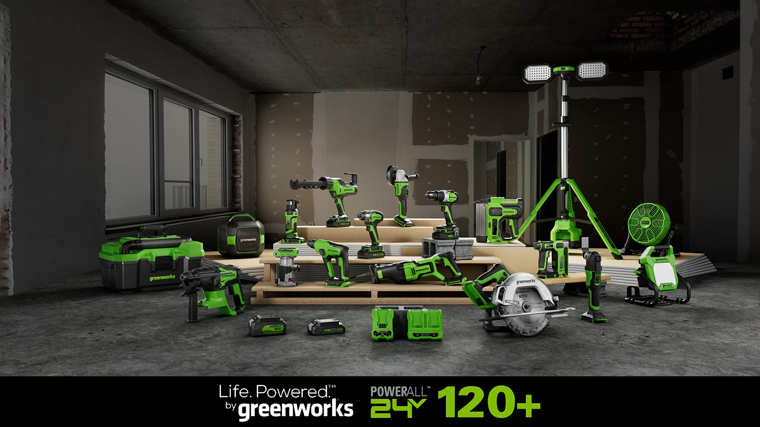 Image secondaire de Meuleuse d'Angle Sans Fil Greenworks 24V avec Batterie 4Ah et Chargeur