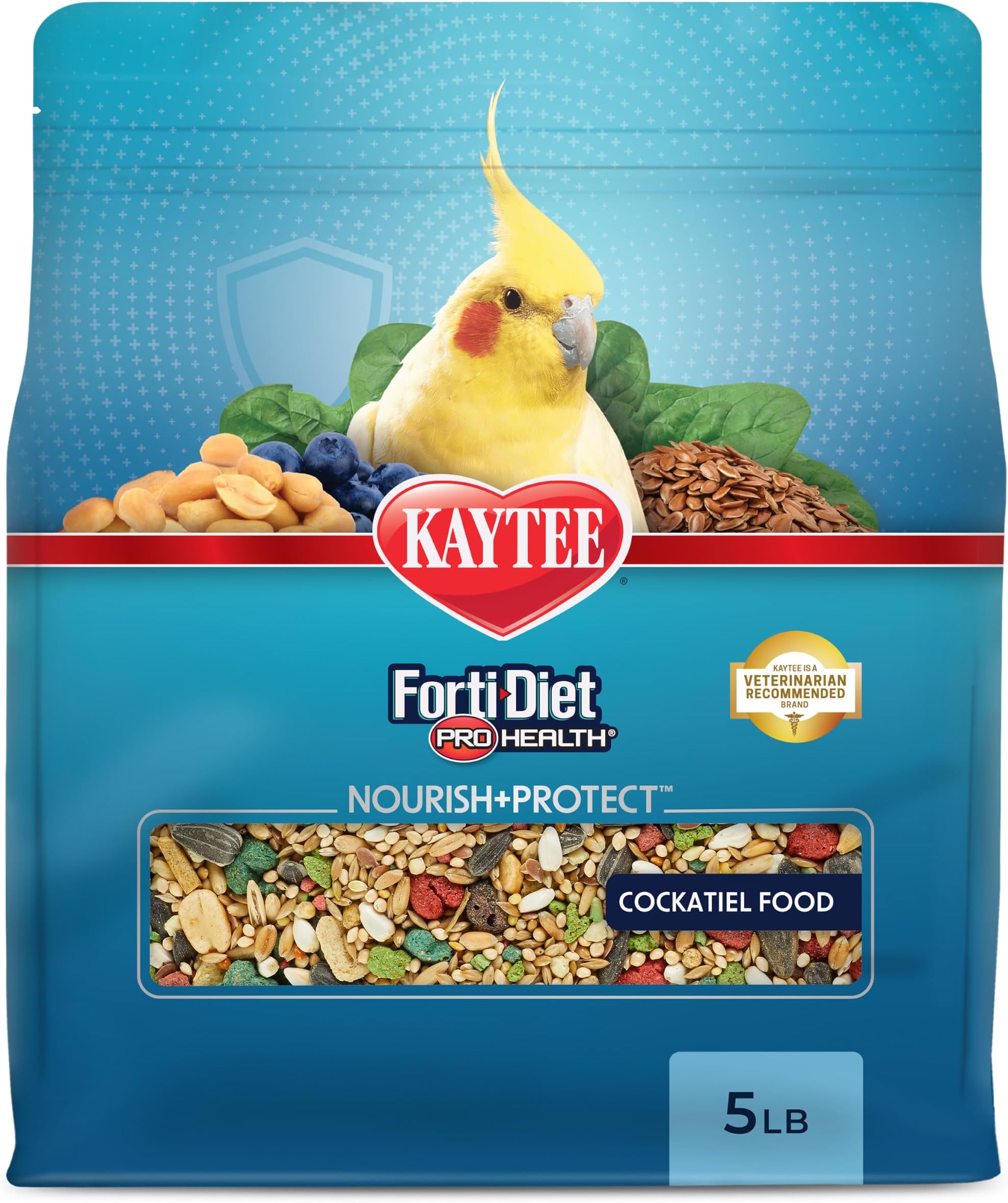 Kaytee Forti Diet Pro Health Food for Cockatiel, 5-Pound, Adult, Seed, bird, 1 Count