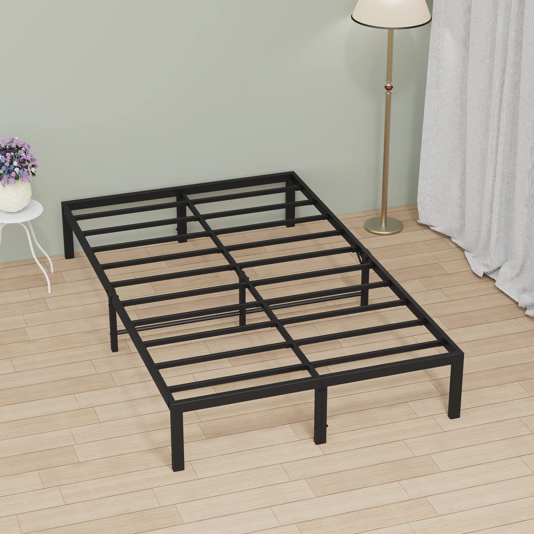Musen Full Bed Frame, 14 Inch Platform with Storage, Heavy Duty Steel