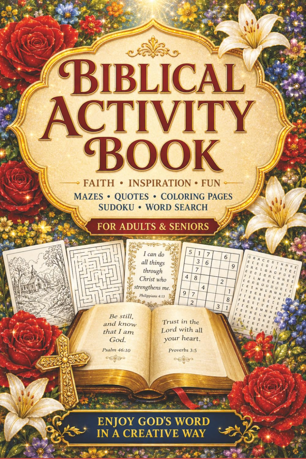 Biblical Activity Book for Adults & Seniors: A Relaxing Christian Activity Book With Scripture, Puzzles, Coloring Pages and Brain Games for Adults & Seniors