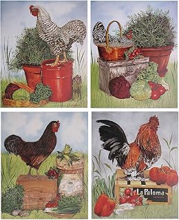 Rooster Chicken Farm Animal Four 8x10 Set Picture Kitchen Wall Decor Art Print Posters