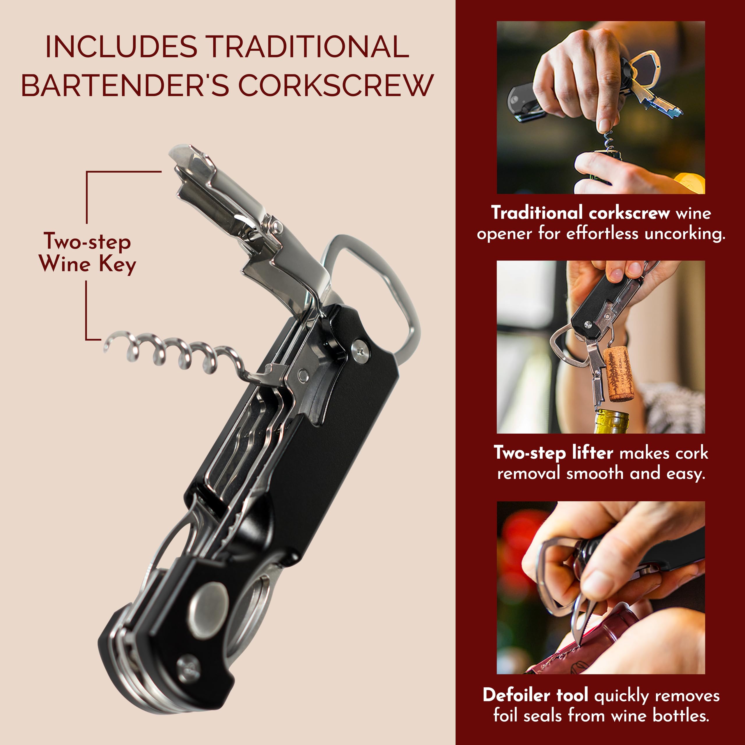 Bartender's All-in-One Bar Tool Set: Cavatappi, Zester, Coltello Agrumi e Apribottiglie Kit con Magnete per Picnic, Tailgating, Barbecue, Campeggio, Viaggi, Spiaggia Party e Bartending, Blu