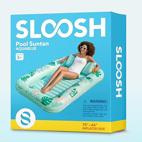 Miniatura 7 de SLOOSH Flotador inflable para tumbona para piscina, 70 x 46 pulgadas, flotadores de piscina para adultos con almohada, flotador 4 en 1 para tina