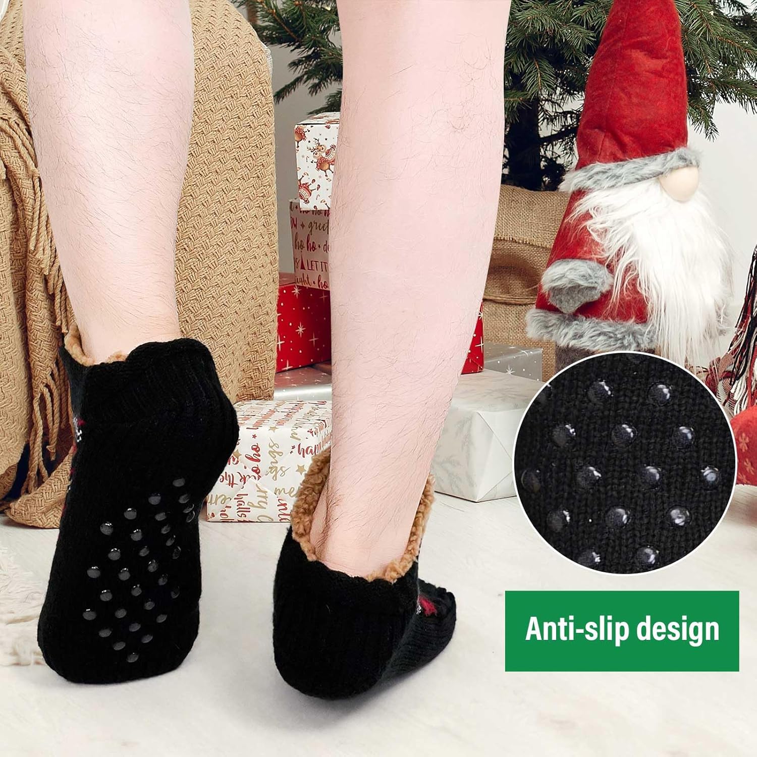 ZAKASA Fuzzy Slipper Socks for Men Women Winter Warm Fluffy Cozy Thick Fleece Lined Comfy Non Slip Cabin House Socks Indoor - Image 5