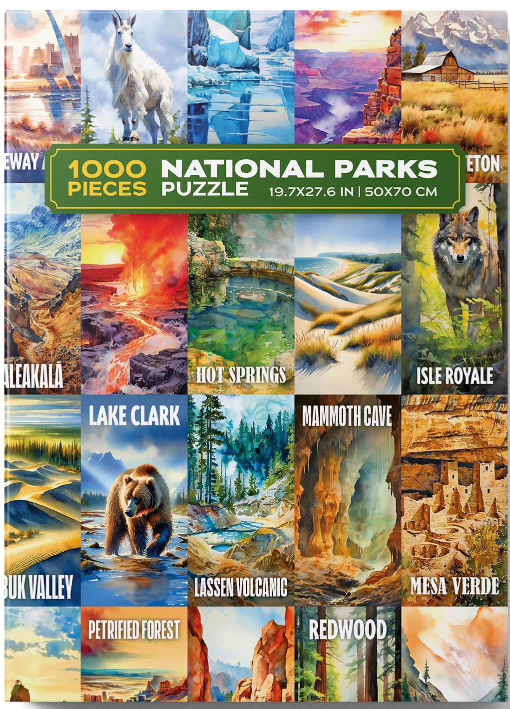 Trekking The National Parks Puzzles for Adults 1000 Pieces - Jigsaw Puzzle with No False Fits - Includes Custom Artwork for All 63 National Parks - Designed by and Made for National Park Enthusiasts