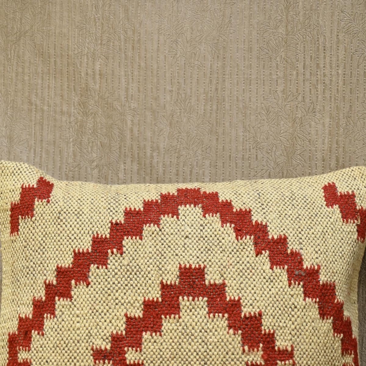 Jaipur Kilim Rugs Klim Jute Pillow Cover 18x18 Boho Tribal Decorative Throw Pillow Case, Handwoven Kilim-Style Burlap Cushion Cover for Sofa (Cover Only) (1, WKJ_Multi Colour_C_26)
