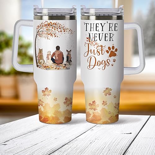 Miniatura 3 de Gossby Vaso personalizado de 40 onzas con asa y tapa, regalo personalizado para papá para hombres con diseño, nombre, vaso aislado de acero