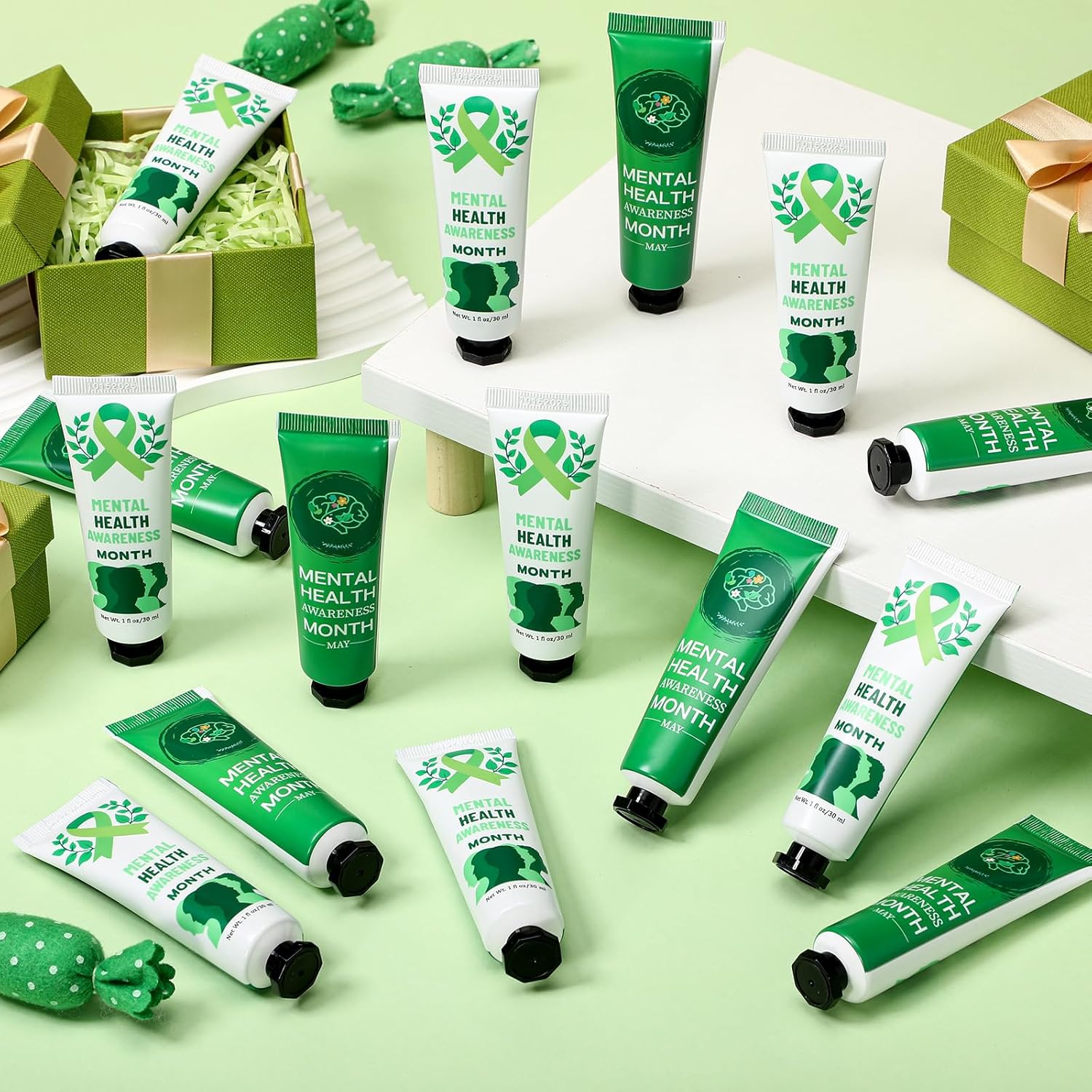 Loopeer 50 Pcs Mental Health Awareness Hand Cream Gift Set Bulk Mental Health Awareness Month Items Travel Size Hand Lotion Gifts for Women Men Public Charity Events Favor