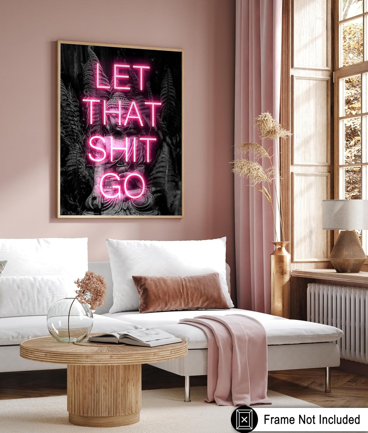 Poster Master Let That Shit Go Print - Neon Typography Poster - Modern & Pop Art - Motivational Gift for Men & Women - Inspiring Decor for Bedroom, Yoga Studio or Spa Room - 8x10 UNFRAMED Wall Art