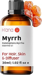H'ana Myrrh Essential Oil - 1.02 Fl Oz - for Hair, Skin, Diffuser, Aromatherapy, DIY Candle & Soap Making