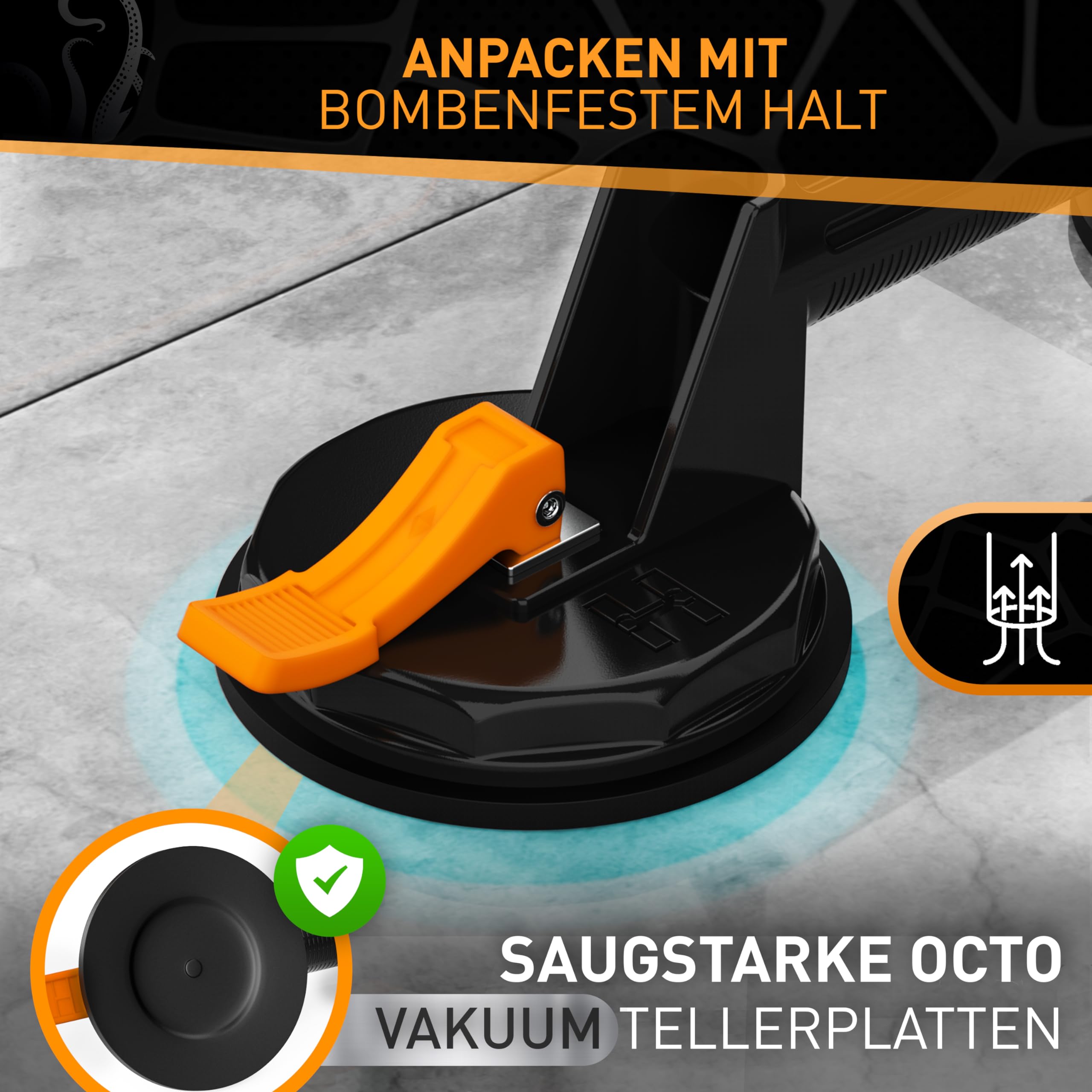 Professionele zuignap - Professionele zuignap, Draagkracht: tot 100 kg