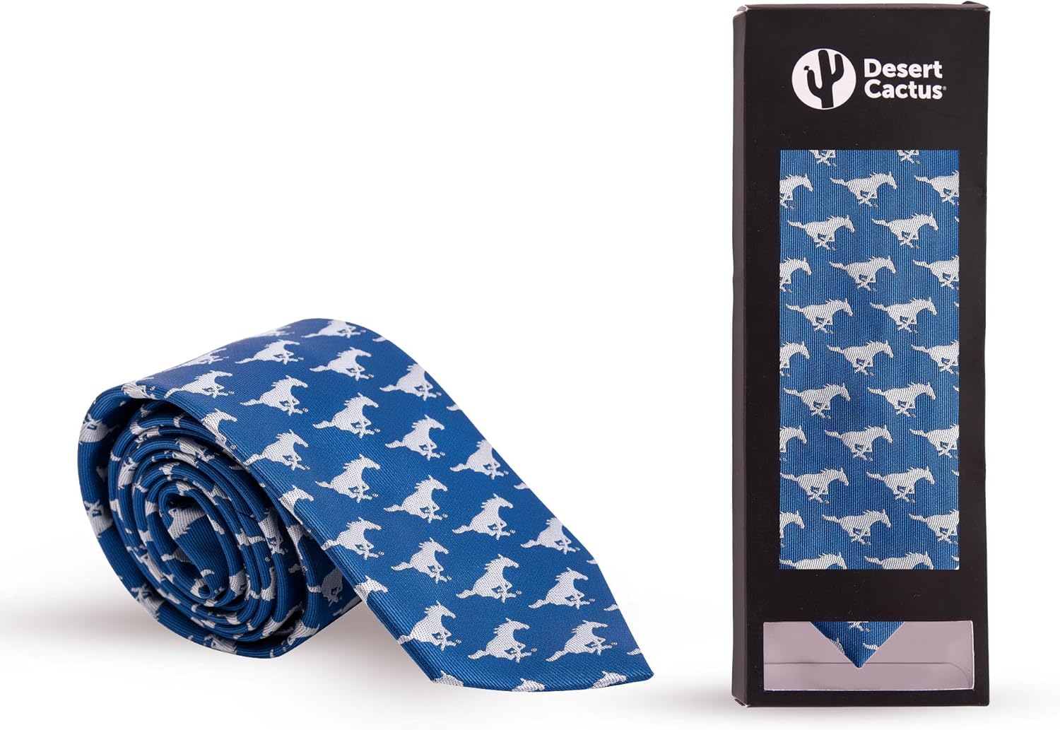 Desert Cactus Southern Methodist University Neck Tie SMU Mustangs 100% Polyester Necktie with Logo, Officially Licensed (Style B) - Image 4