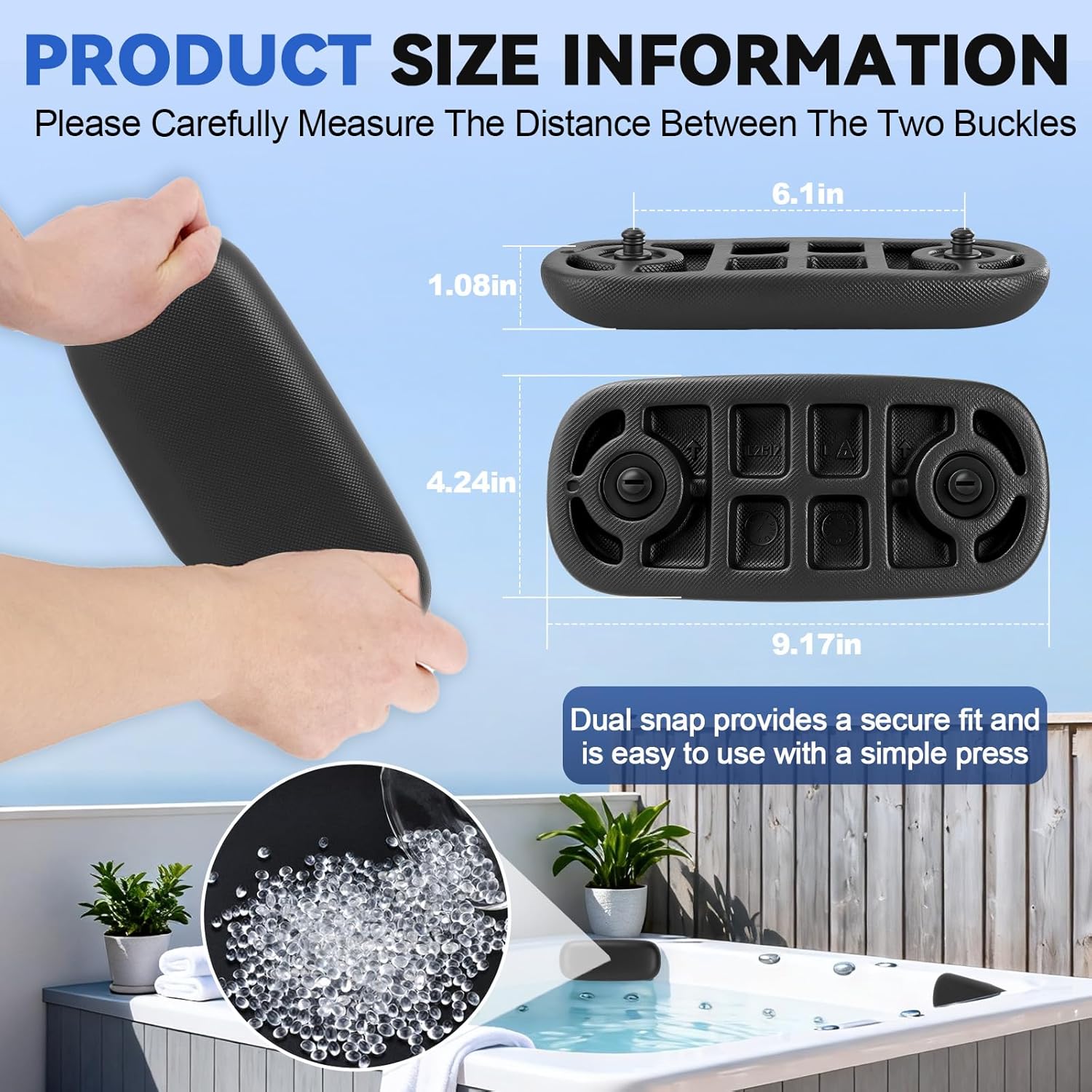 4 Pack Hot Tub Headrest Pillow Replacement for master Spas 2009+ Models, Universal Flat Backrest Cushion Compatible with clarity Spas, legacy whirlpool, twilight series (HTCP8-05-0094 / X540720)