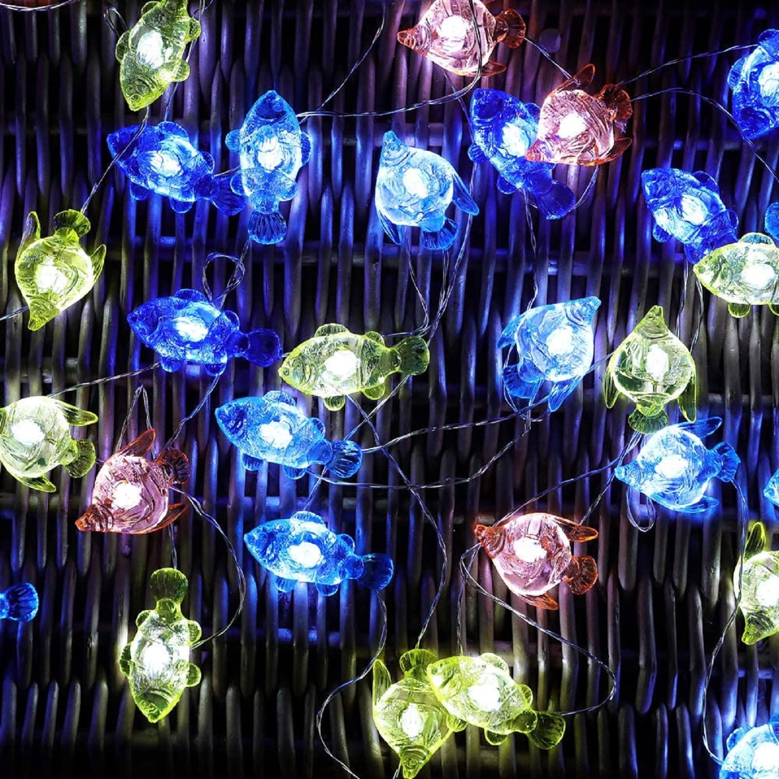 4M40LEDs Colorful Fishes String Light Christmas Decorative Clownfish Fairy Light Nordic Style Party Light Battery Powered for Holiday Birthday Festival Thanksgiving Decoration (Colorful Fish)