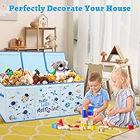 Vista 5 de Caja de juguetes para niños, contenedor de almacenamiento plegable con asas para tapas para niños y niñas, caja organizadora de juguetes grande