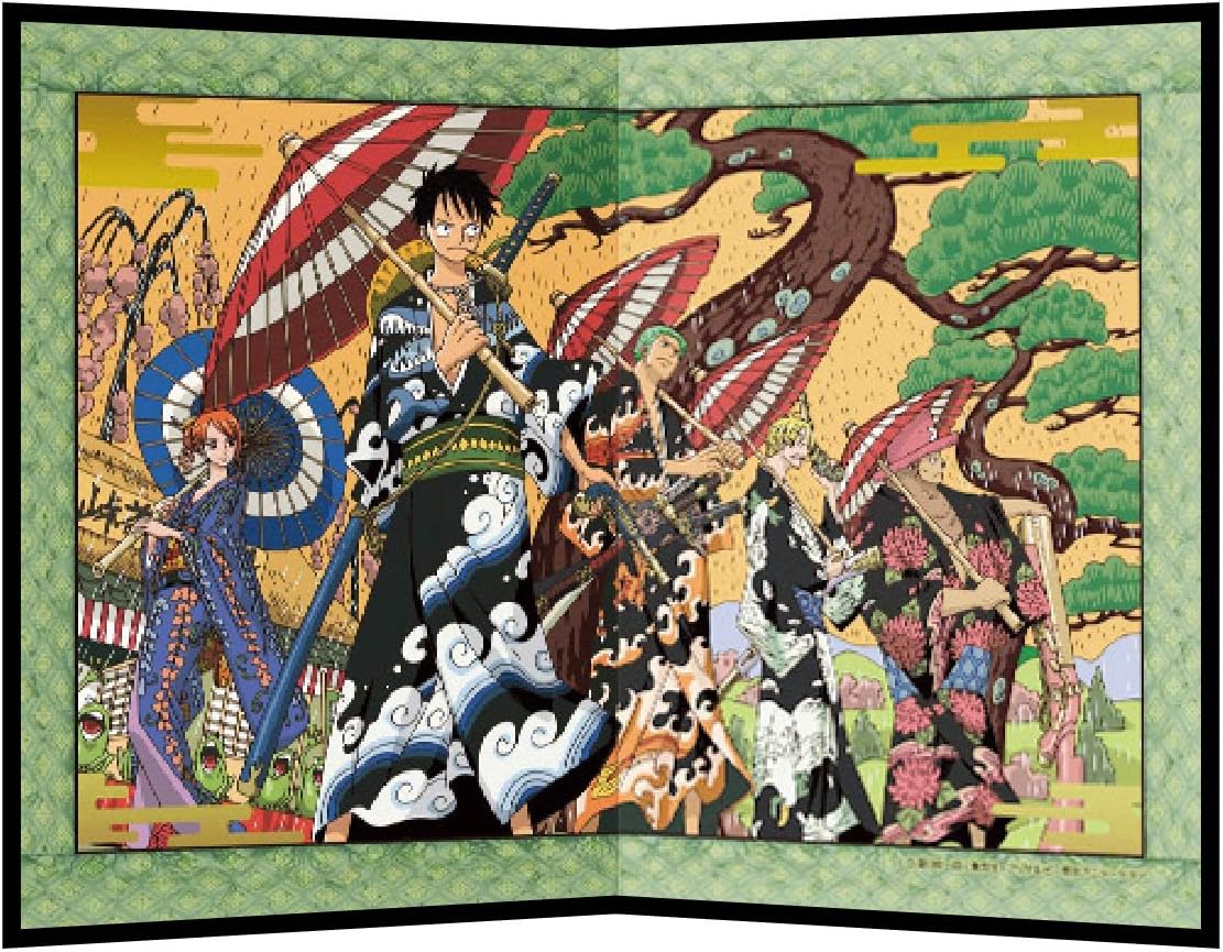 DecorArts Poster Panel 【 One Piece / hanamichi 】 ( Art & Anime Painting ) Folds in half H10.9 x W15.7 Wooden Folding Screen Prints On Japanese Paper 【one piece】