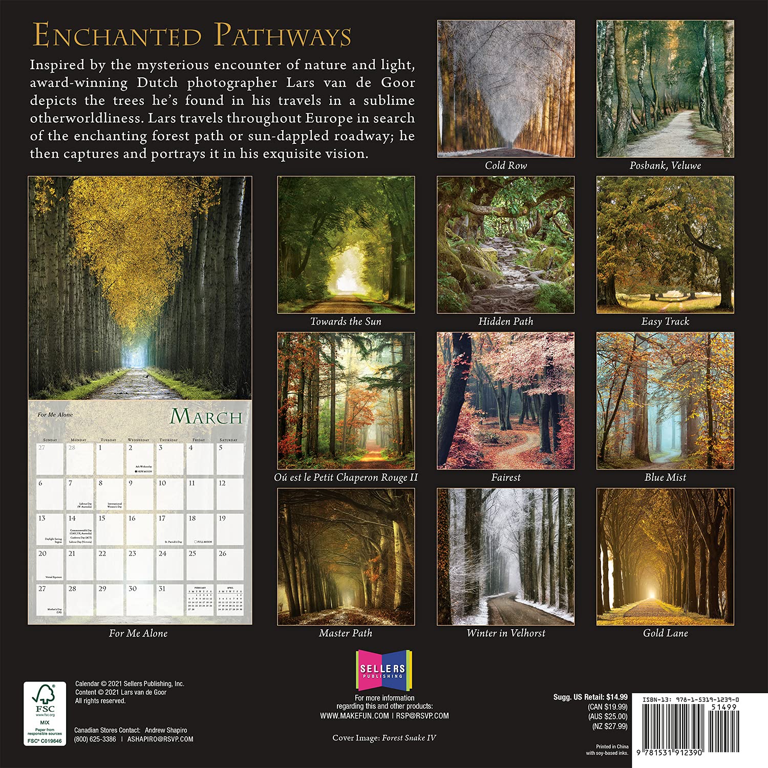 SELLERS PUBLISHING, INC. Enchanted Pathways 2022 Wall Calendar 16Month