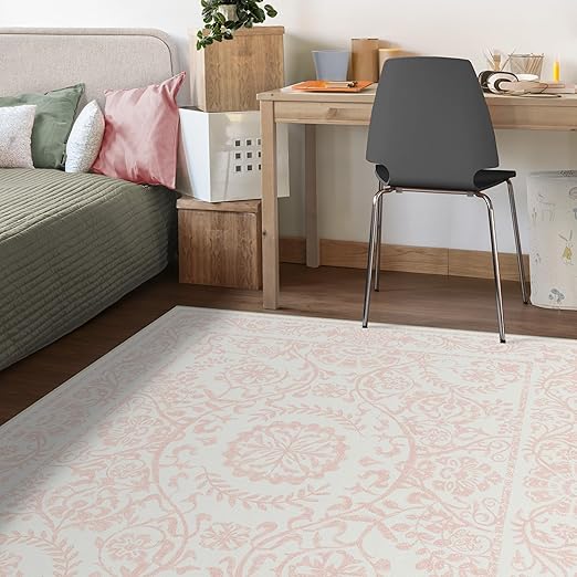 Amazon.com: RUGGABLE Washable Area Rug – Delphina Powder Pink 5x7 ...