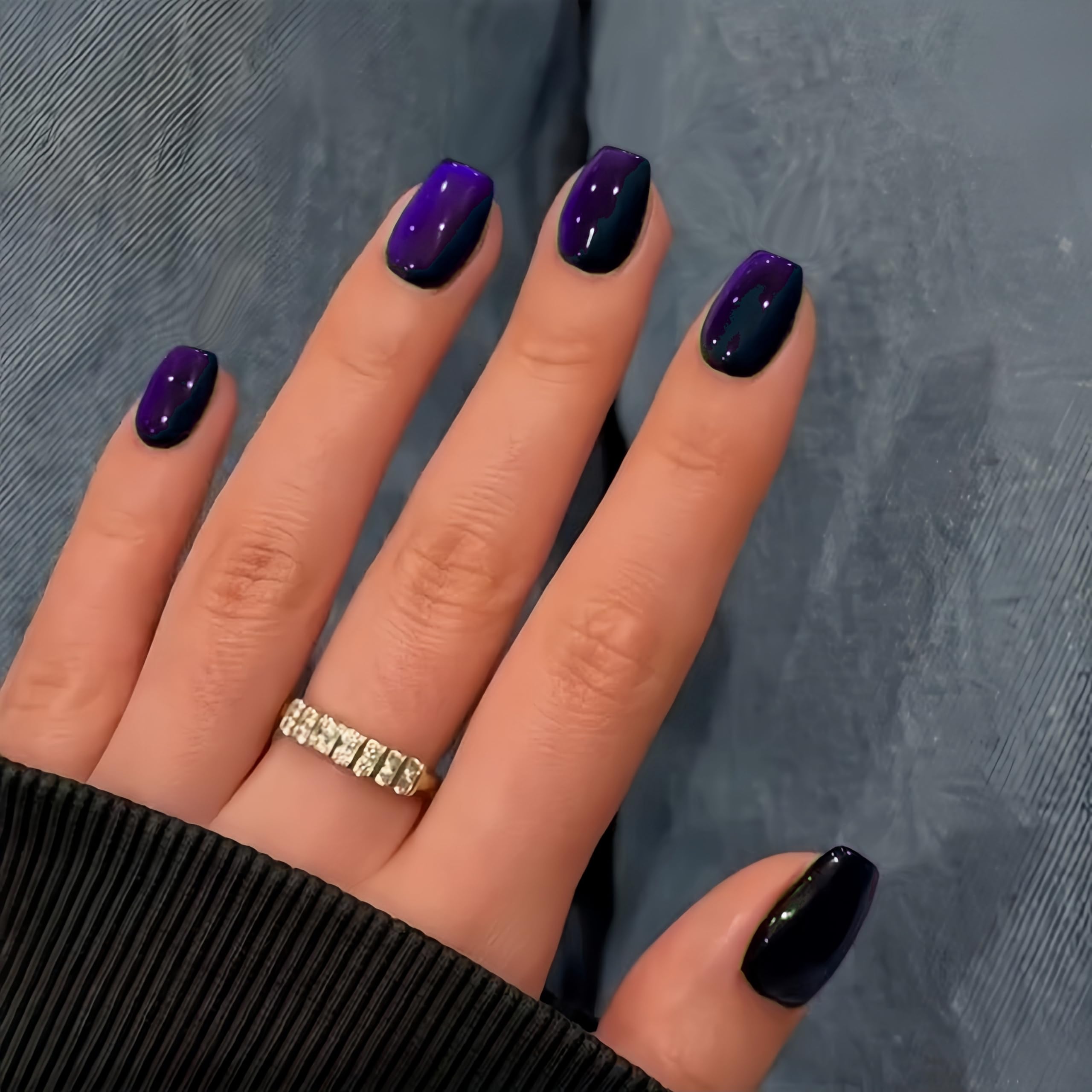 SXVME Cat Eye Soft Gel Press on Nails Short Coffin, 30 Pcs Lavender Blue Cat Eye False Nails Short Square - Image 2