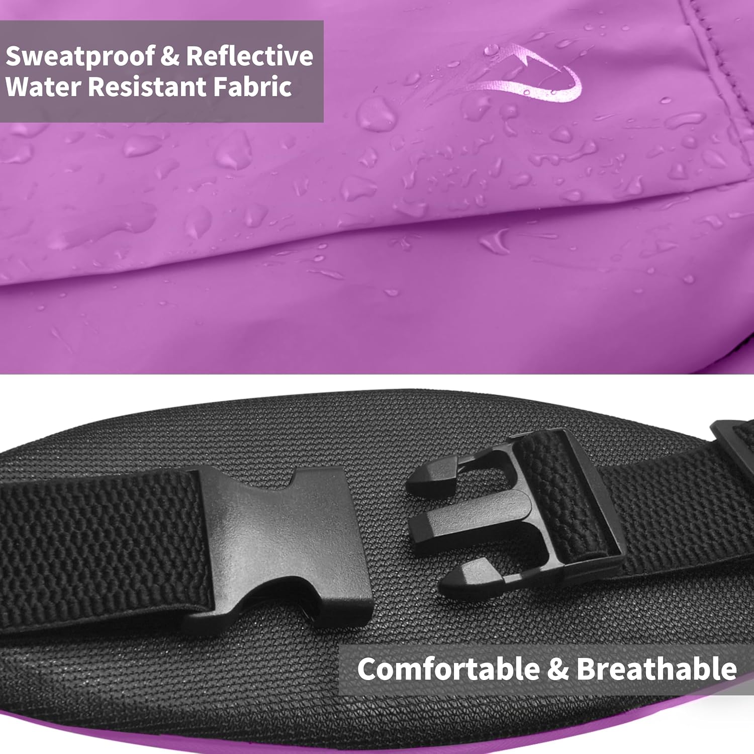 Running Fanny Pack Whole Bag Reflective, Running belt for Women &Men,Sweatproof Phone Holder Workout, Running Waist Pack (purple) image 5