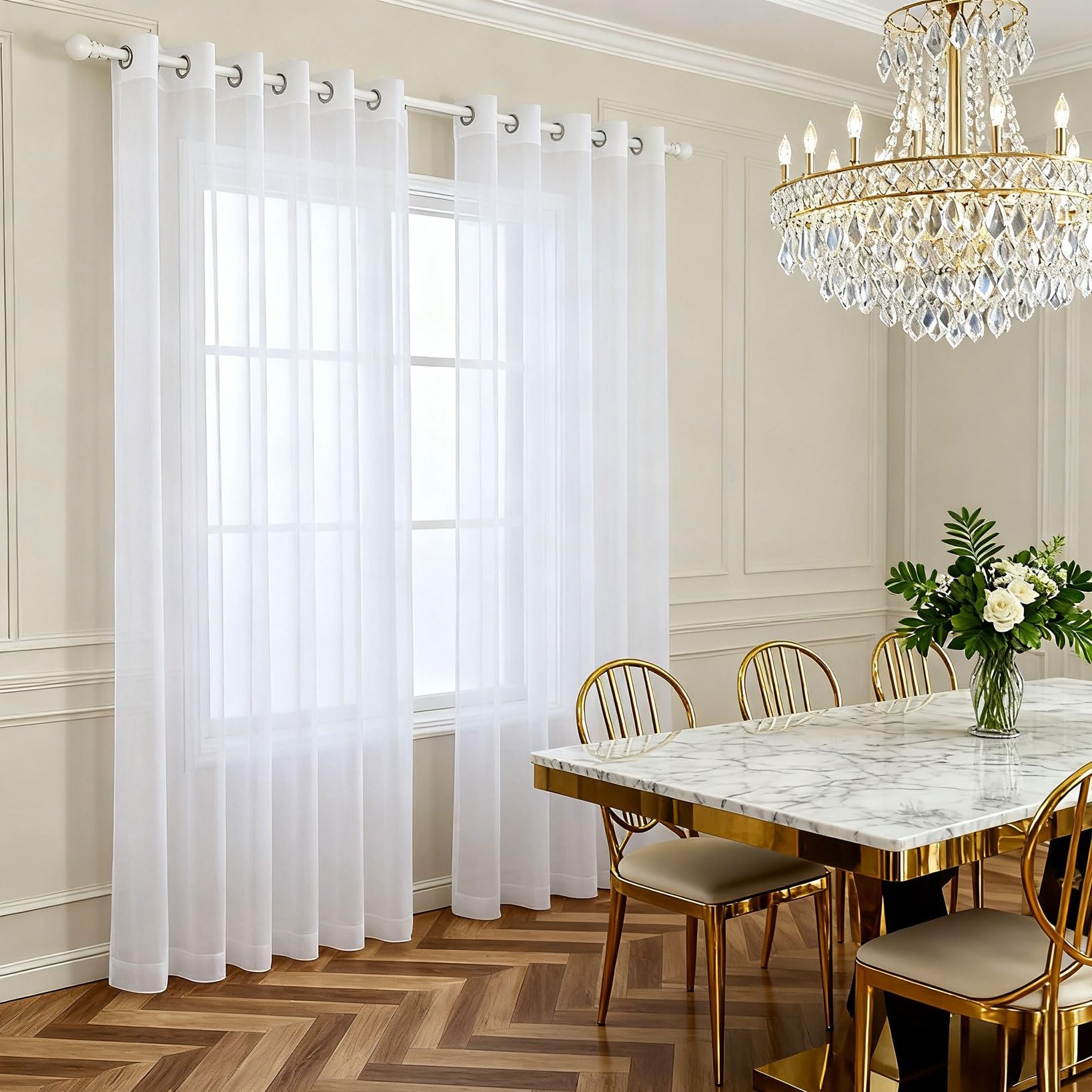 Rideaux Voilages 200 x 240 cm Bloquer Soleil Anti-UV, Doux et Esthétiques Voilage Fenetre Chambre Décoration de Fenetre pour Chambre Adulte Salon, Blanc