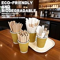 Vista 7 de 1000 agitadores de café envueltos individualmente de madera, palitos de madera desechables de 5.5 pulgadas para café, cóctel y bebidas calientes