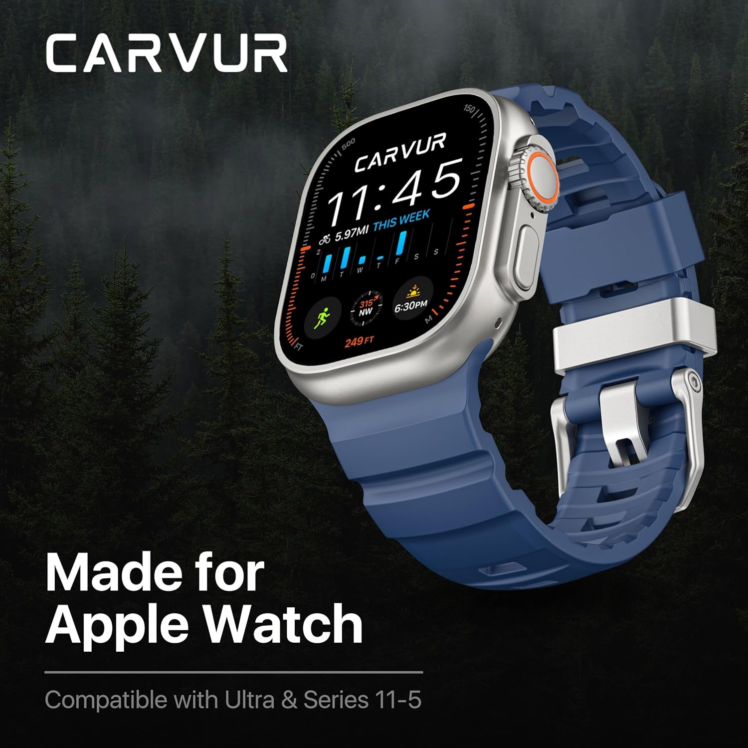 FKM Watch Band F10 - Premium Rubber Strap for Apple Watch - Trail & Sport Band - Lightweight, Rugged, Sweat & Water Resistant Wristband - Image 4