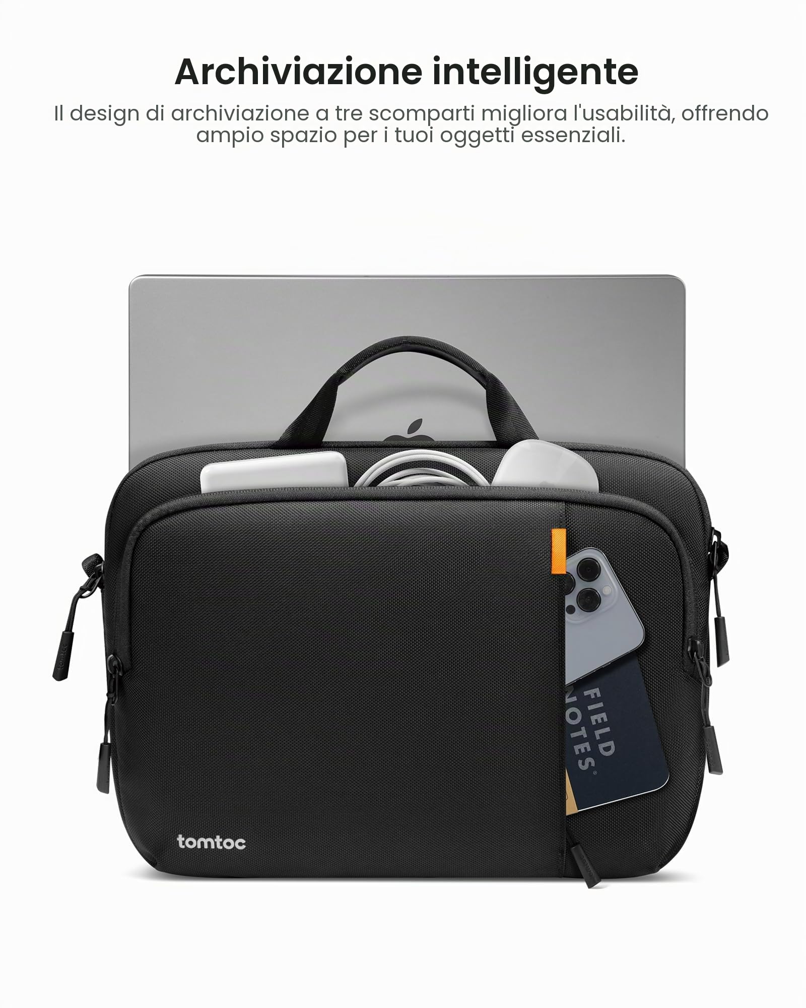 tomtoc 360° Borsa per Laptop con tracolla per 2024 14 Pollici Nuovo MacBook Pro M4/M3/M2/M1, 13,5 Pollici Surface Laptop 6/5/4/3, Borsa a tracolla per Computer per l'Ufficio e il Lavoro