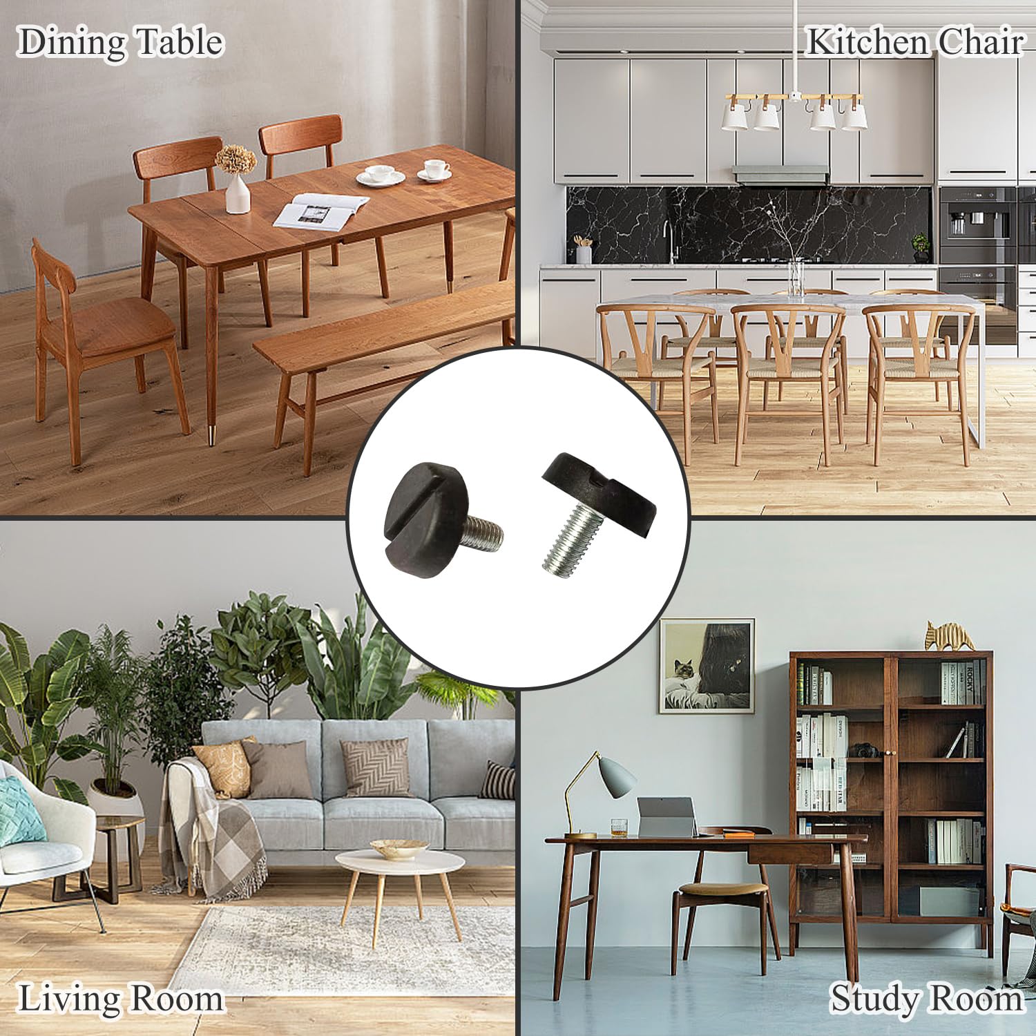 Sourcing Map 20 Pcs Pieds De Nivellement Meuble Réglable M6 X 13 X 20mm Pied De Meuble Pour Meubles, Protection De Sol Pour Pieds De Chaise Et De Canapé