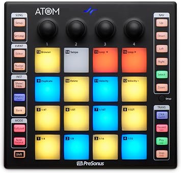 PreSonus ATOM, MIDI Controller, Music Production and Performance Pad Controller With Studio One Artist, Ableton Live Lite and Studio Magic Recording Software Bundle