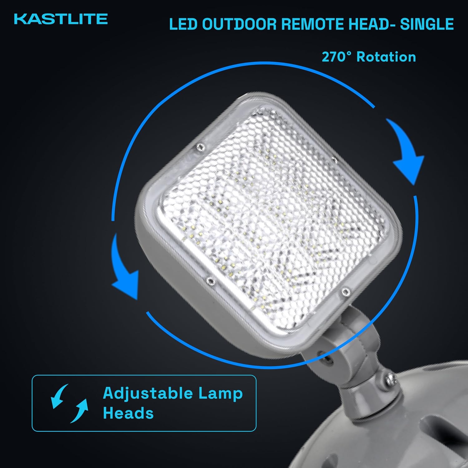 KASTLITE 1.2-Watt Outdoor Adjustable Single Head Integrated LED White Emergency Remote Head, 100 Lumens | Requires Compatible Emergency Unit, 120/277V Compatible