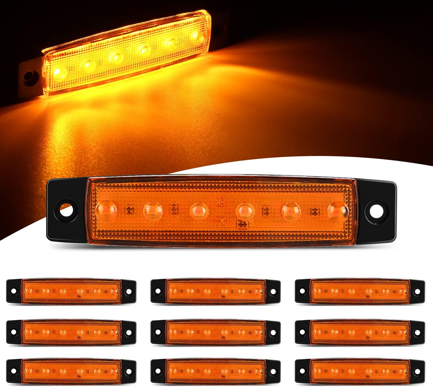 Nilight TL-14 10PCS 3.8” 6 Amber Indicator Rear Side Truck Trailer RV Cab Boat Bus Lorry LED Marker Clearance Light, 2 Years Warranty : Automotive
