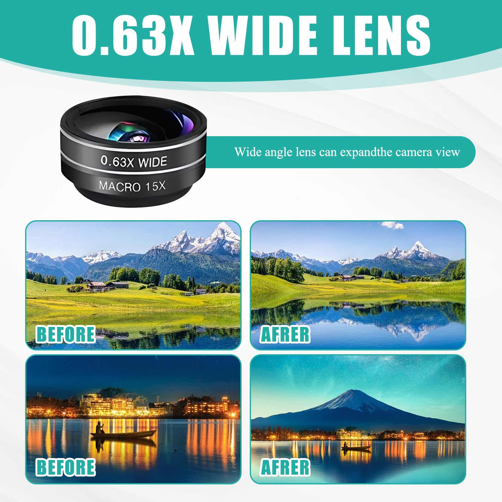 15-in-1 Handy Kamera Objektiv Set, 198° Fisheye, Weitwinkel & 15x Makro, Starlight- und Kaleidoskop-Objektiv mit CPL Filter, Smartphone Linsen kompatibel mit iPhone und den meisten Handys