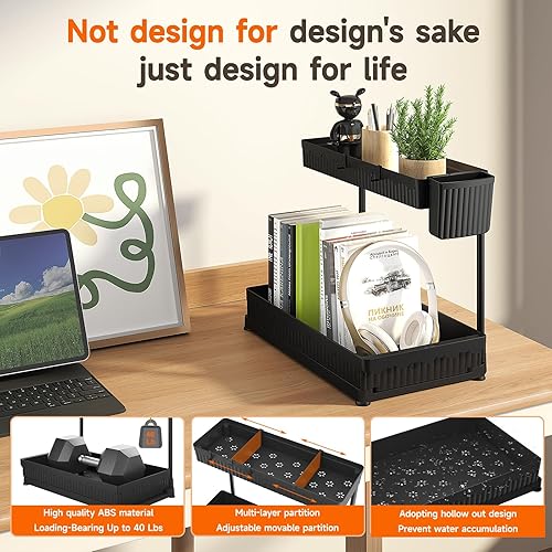 Miniatura 5 de Paquete de 3 organizadores y almacenamiento multiusos para debajo del fregadero, organizador de armario extraíble en forma de L 2025 para baño y