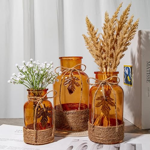 Miniatura 4 de Jarrones de cristal naranja de 8 pulgadas para centros de mesa, decoración de mesa, sala de estar, oficina, comedor, cocina, decoración del hogar,