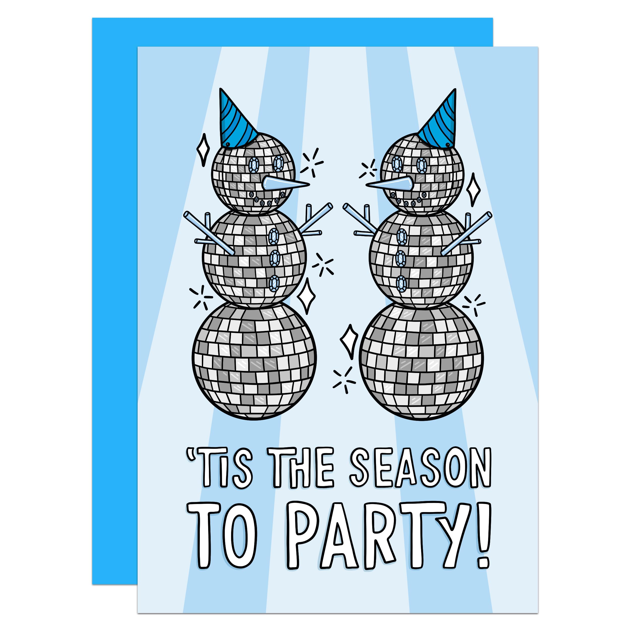 Disco Christmas Card, Snowman, Dancing, For Husband, For Wife, For Partner, Party Season (Snowman)