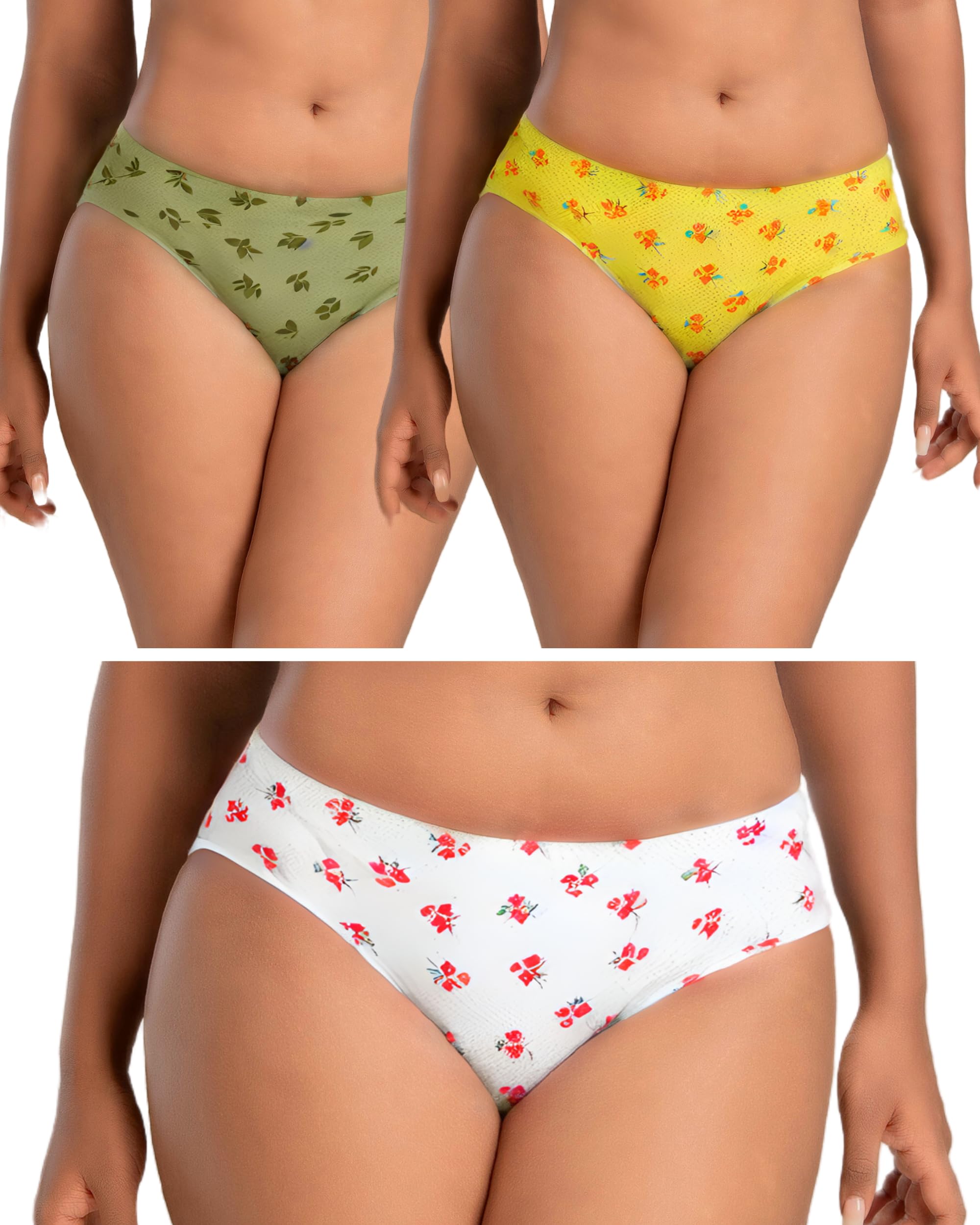 brida ladies innerwear Brida Ladies' Pure Cotton Panties - Seamless, Breathable, Stretchy Comfort, 3 Pack Prints - Serena-picture-15