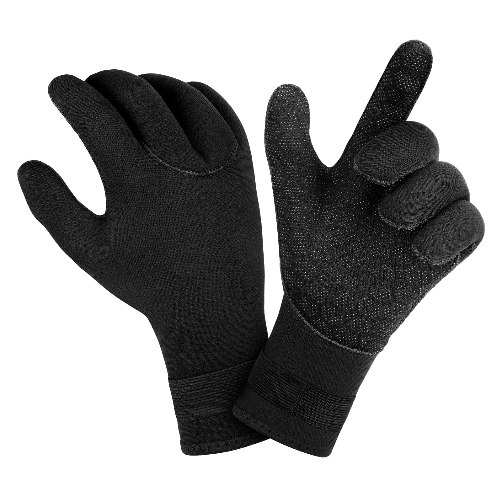 AOOSA 3mm Wetsuit Gloves, Thermal Anti-slip Neoprene Gloves Swimming with Adjustable Wrist Strap, Flexible Diving Gloves Swim Gloves for Surfing, Scuba Diving, Snorkeling, Paddling, Kayaking, M
